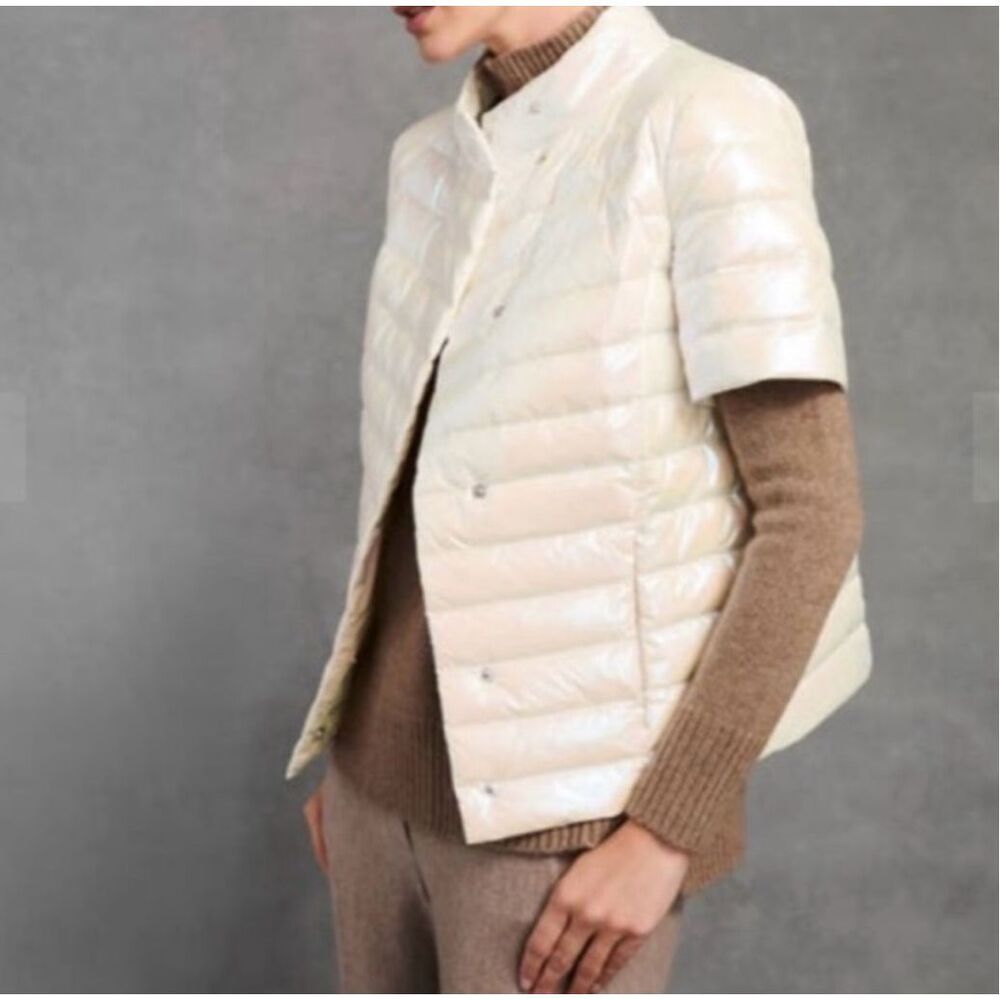J. McLaughlin Ivory Short-Sleeve Puffer Jacket